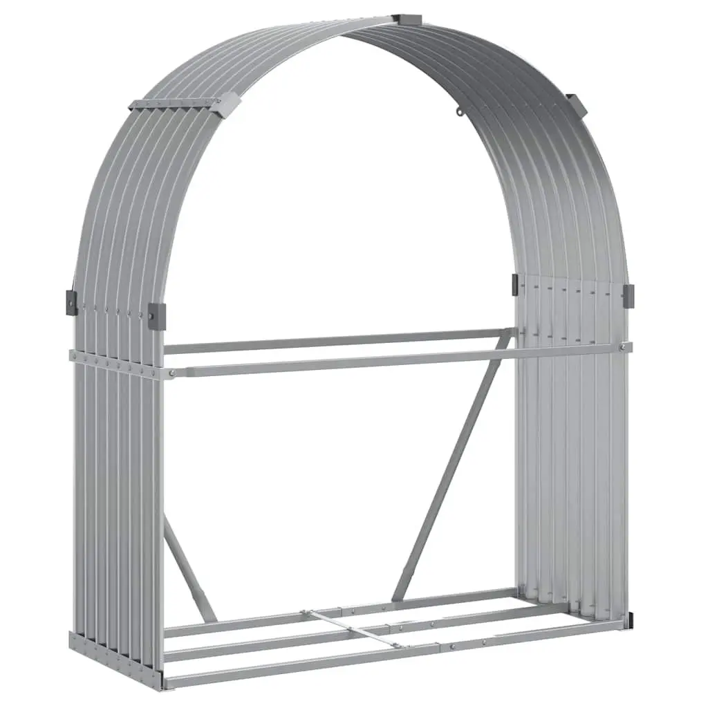 Log Holder Rack Outdoor Firewood Storage Galvanised Steel Grey 120 x 45 x 140 cm