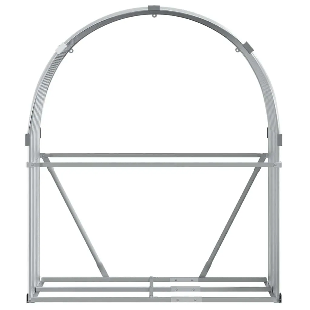 Log Holder Rack Outdoor Firewood Storage Galvanised Steel Grey 120 x 45 x 140 cm