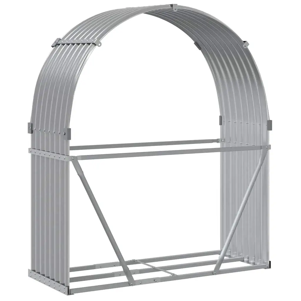 Log Holder Rack Outdoor Firewood Storage Galvanised Steel Grey 120 x 45 x 140 cm