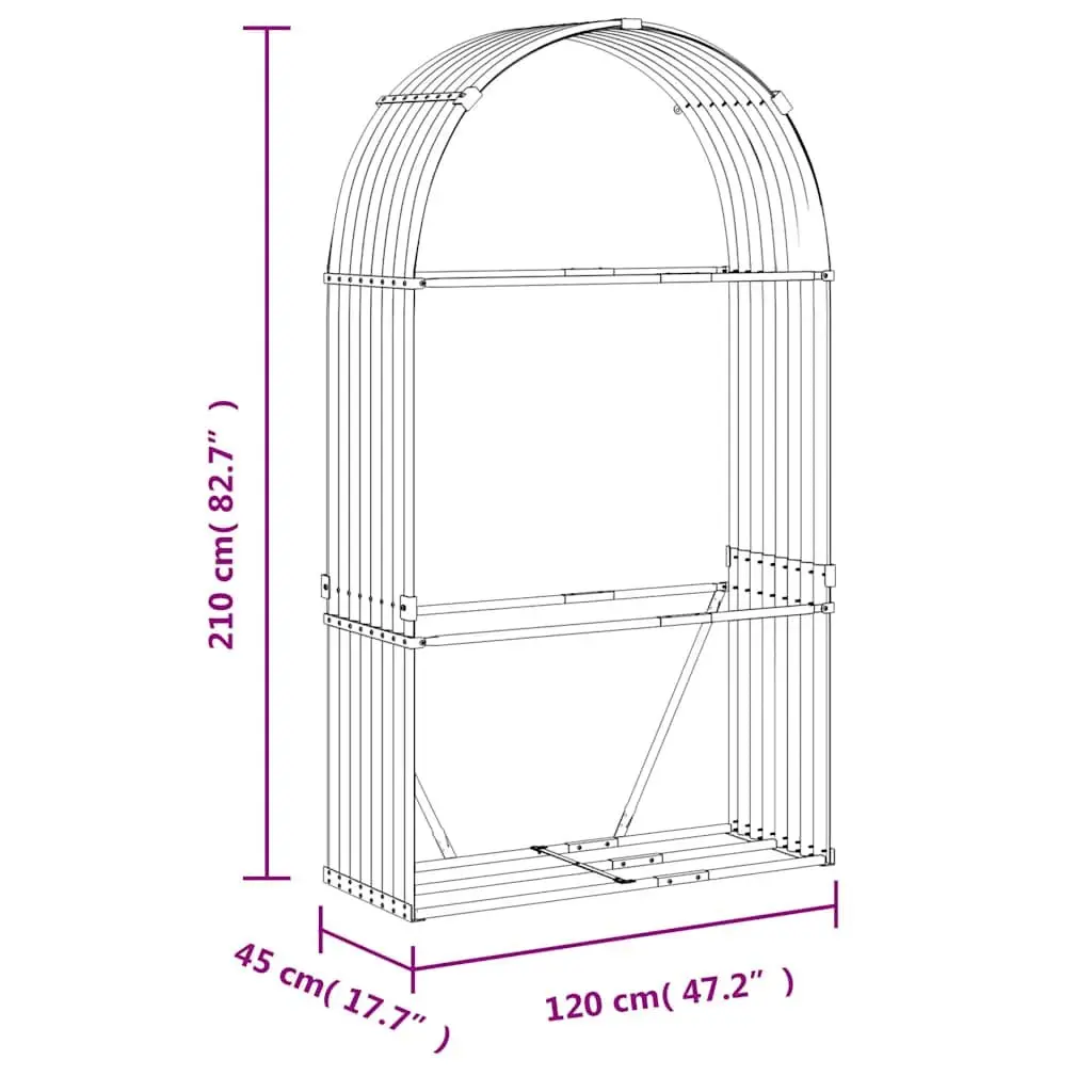Log Holder Outdoor Firewood Rack 120x45x210cm Grey