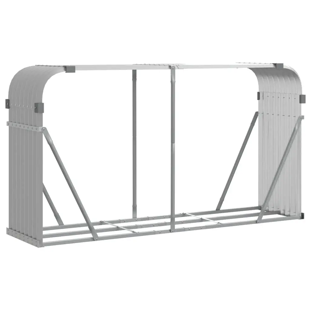 Log Holder Rack Outdoor Firewood Storage 180x45x100 cm Grey Galvanised Steel