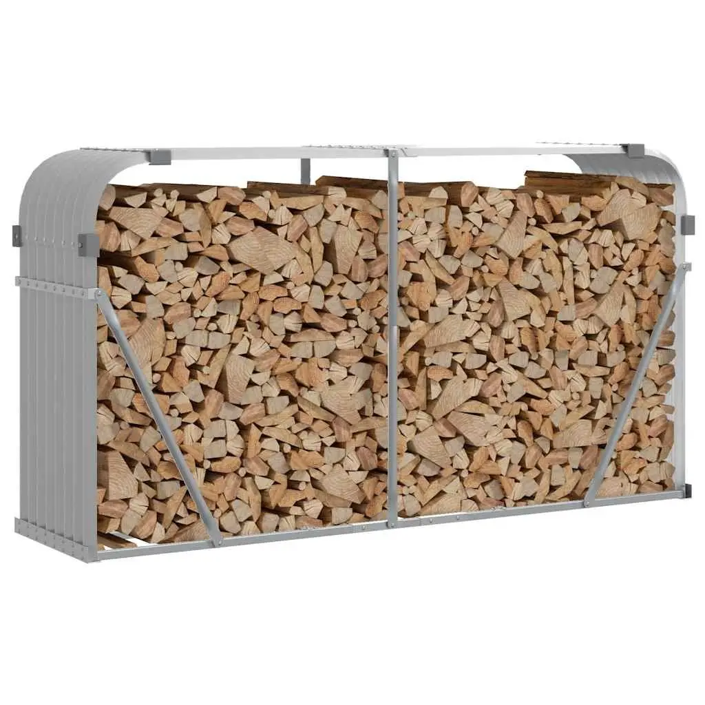 Log Holder Rack Outdoor Firewood Storage 180x45x100 cm Grey Galvanised Steel