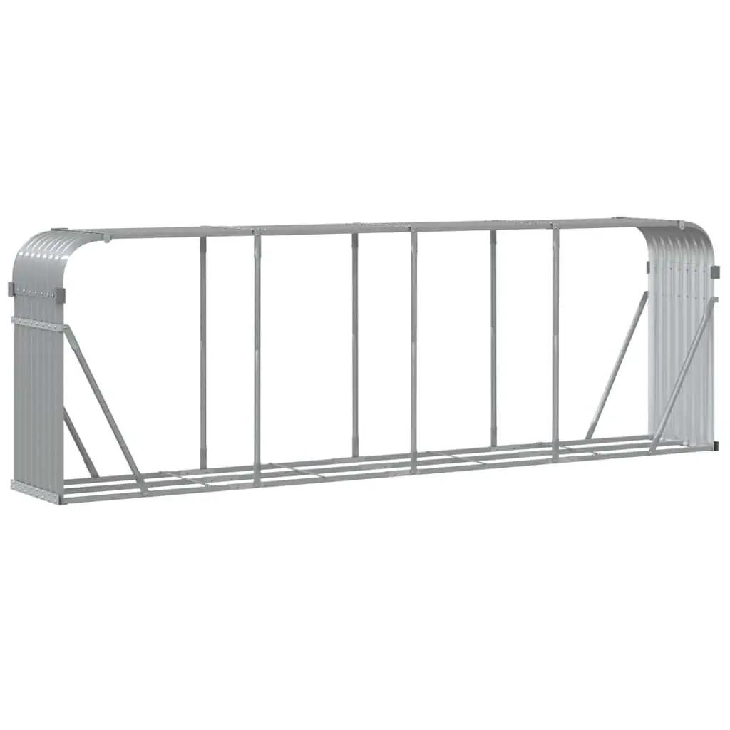 Log Holder Rack Firewood Storage Stand 300x45x100cm Light Grey Galvanised Steel