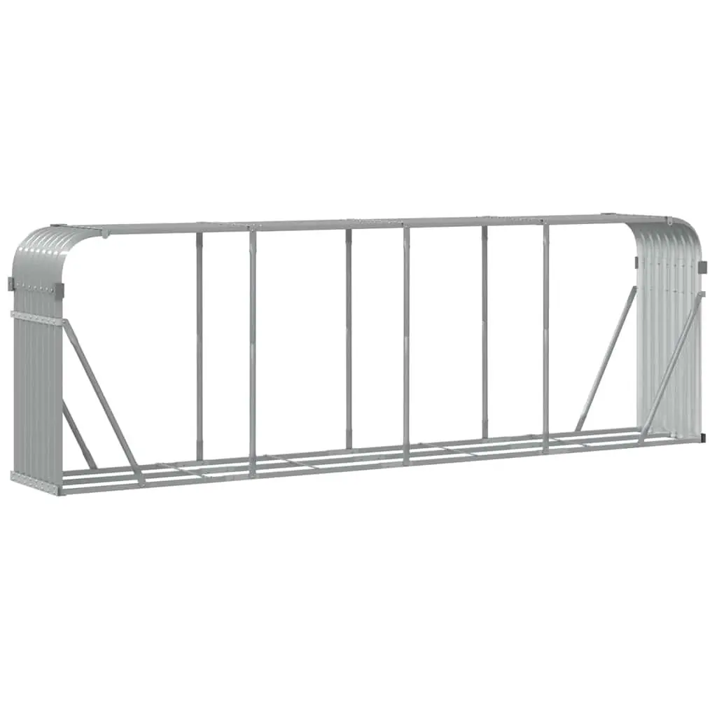 Log Holder Rack Firewood Storage Stand 300x45x100cm Light Grey Galvanised Steel