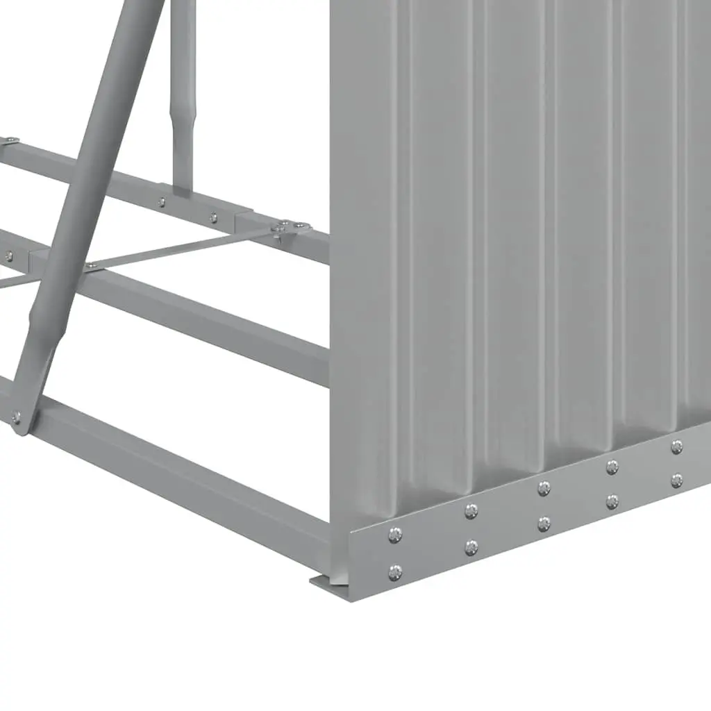 Log Holder Rack Firewood Storage Stand 300x45x100cm Light Grey Galvanised Steel