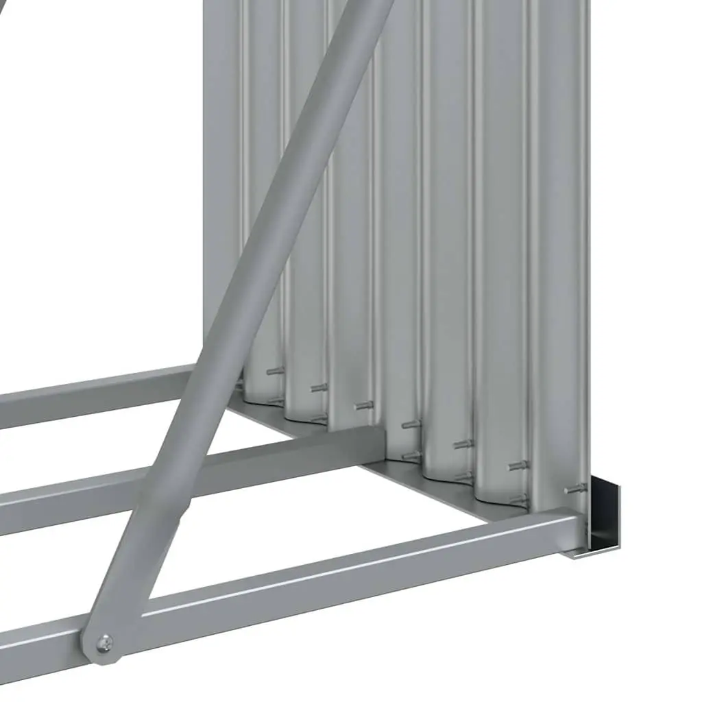 Log Holder Rack Firewood Storage Stand 300x45x100cm Light Grey Galvanised Steel