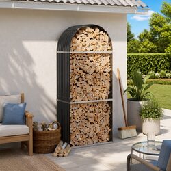 Reliable Anthracite Steel Log Holder for Firewood Storage