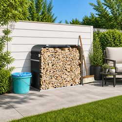 Reliable Anthracite Log Holder for Firewood Storage