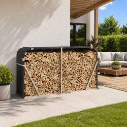 Warm and Reliable Anthracite Steel Log Holder for Firewood