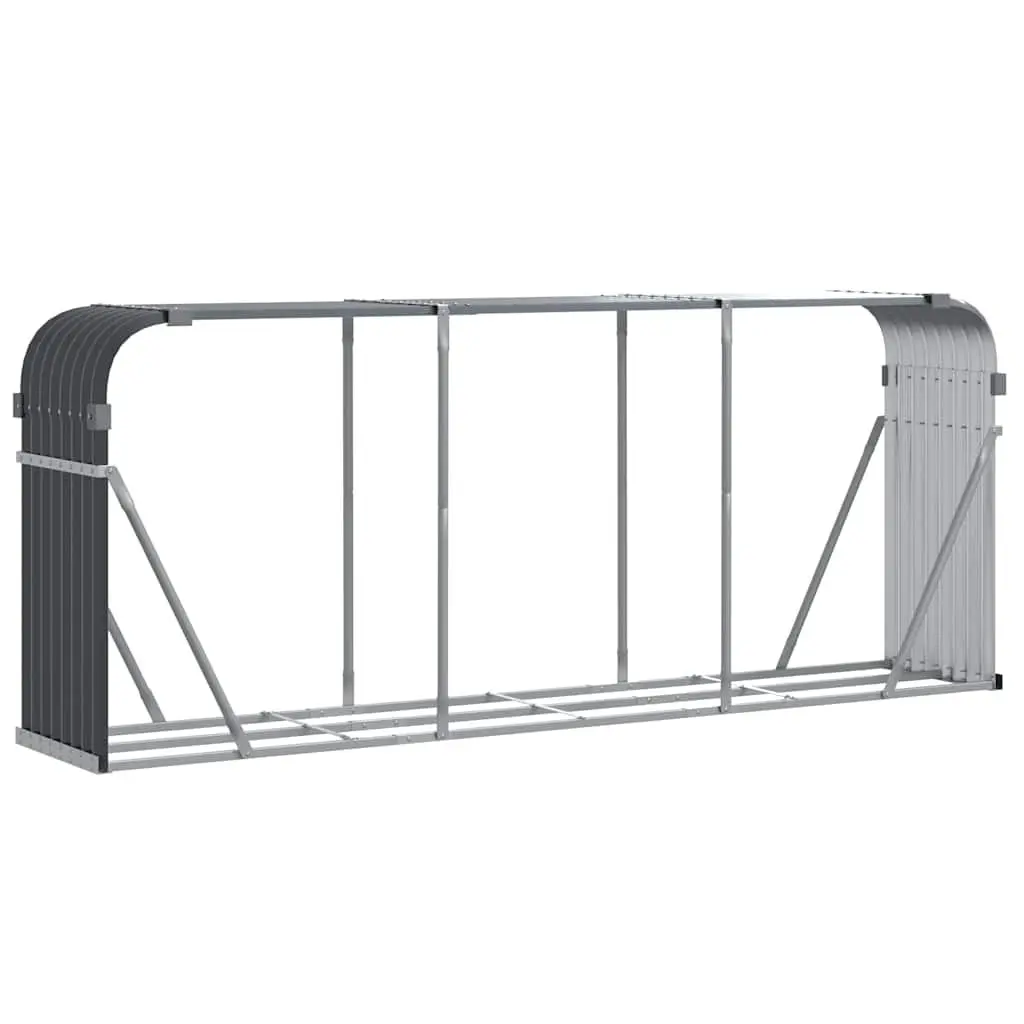 Log Holder Fireplace Wood Storage Rack 234x45x100cm Anthracite Galvanised Steel
