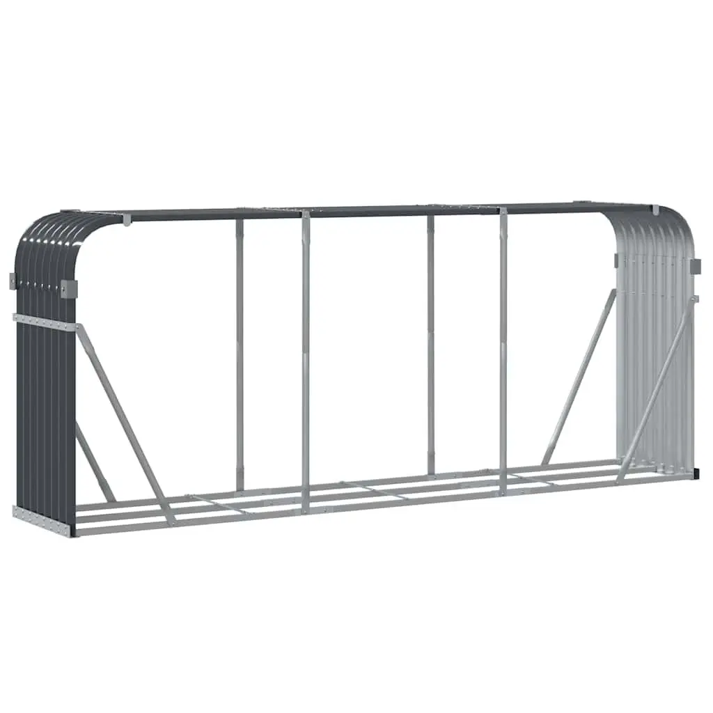 Log Holder Fireplace Wood Storage Rack 234x45x100cm Anthracite Galvanised Steel