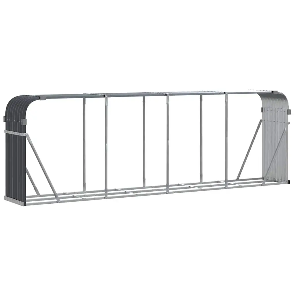 Log Holder Firewood Storage Rack Wall Mount Anthracite Galvanised Steel 300 x 45 x 100 cm
