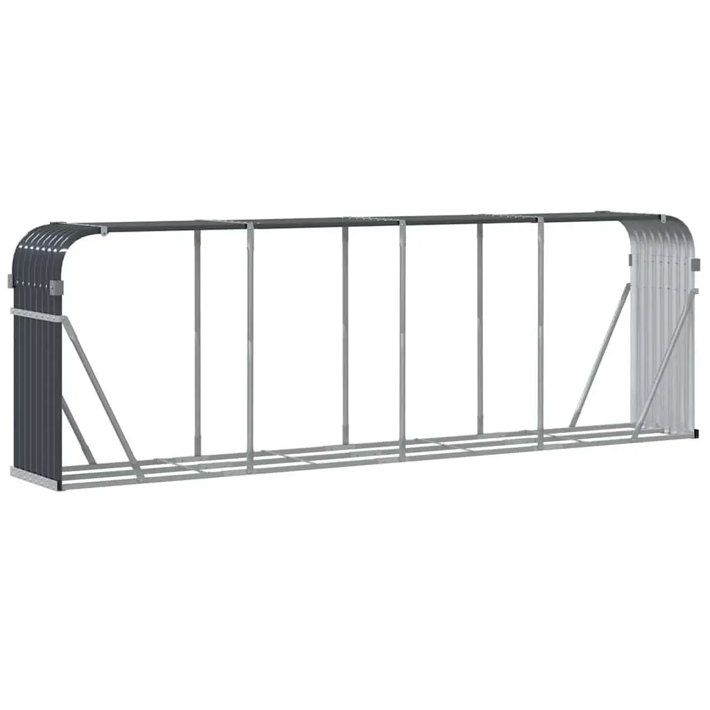 Log Holder Firewood Storage Rack Wall Mount Anthracite Galvanised Steel 300 x 45 x 100 cm