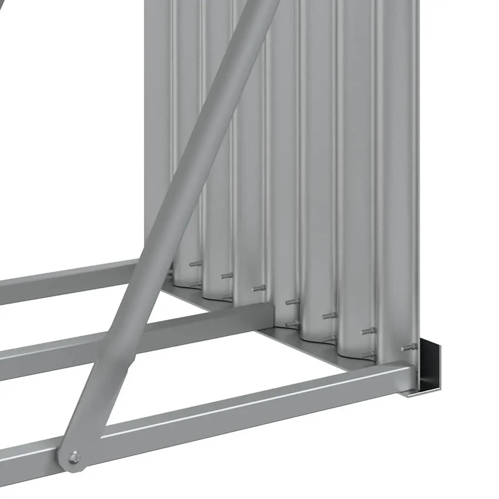 Log Holder Firewood Storage Rack Wall Mount Anthracite Galvanised Steel 300 x 45 x 100 cm
