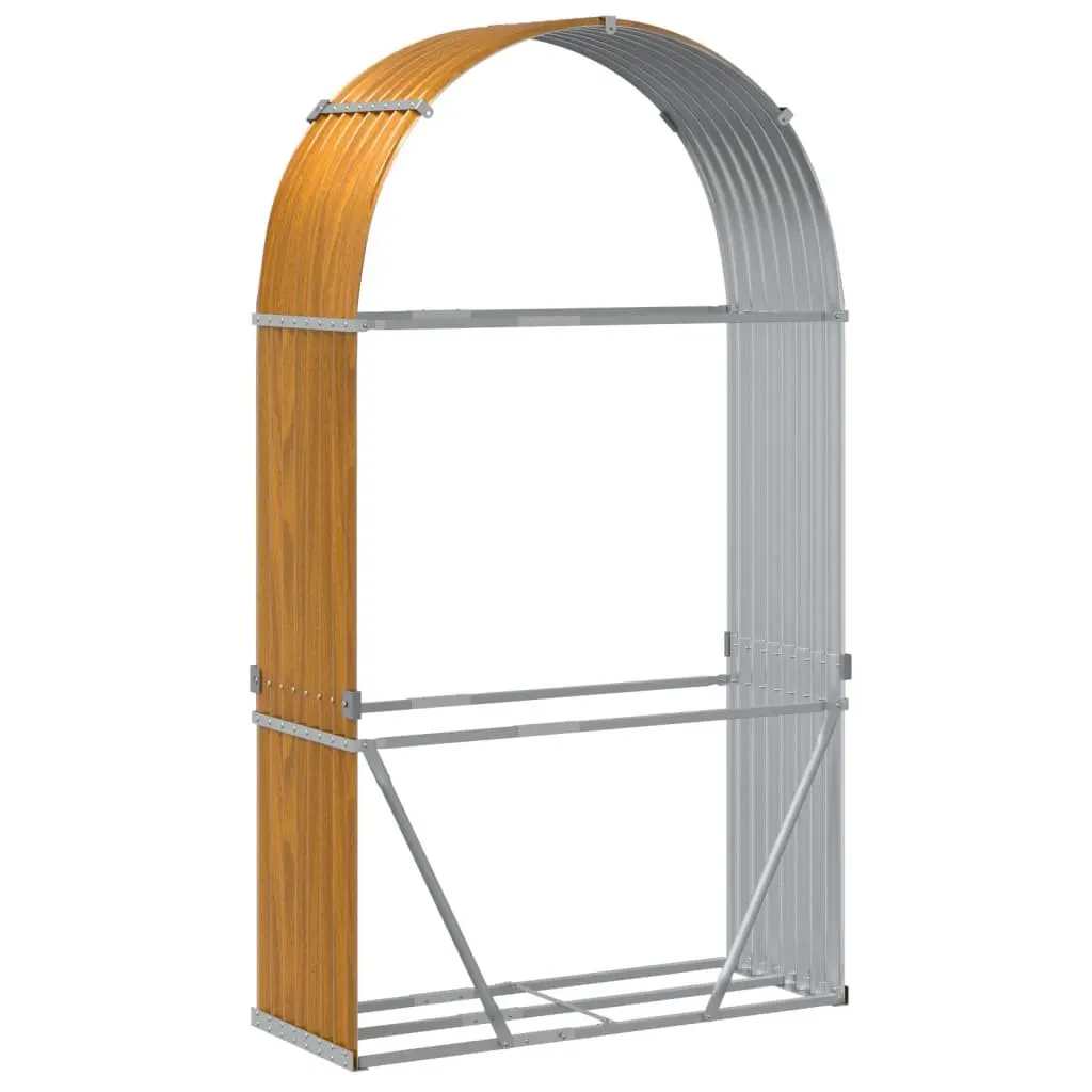 Log Holder Firewood Rack 120x45x210 cm Brown Galvanised Steel Storage