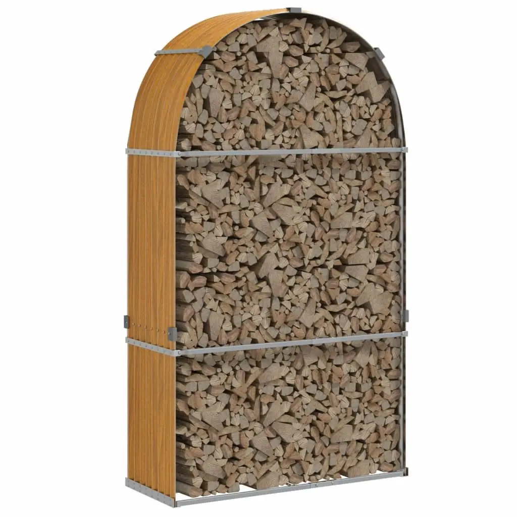 Log Holder Firewood Rack 120x45x210 cm Brown Galvanised Steel Storage