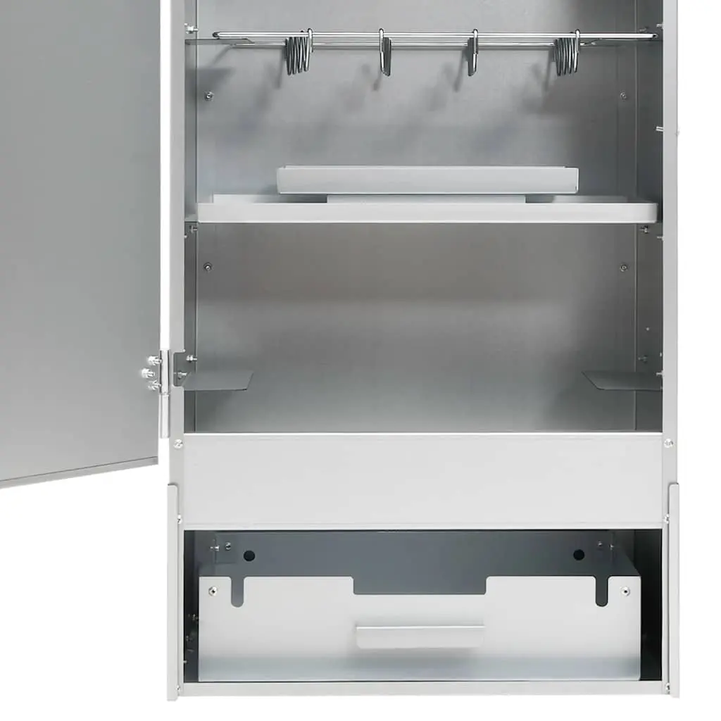BBQ Smoker Oven Outdoor Cooking Galvanised Steel Silver 44.5x29x83cm