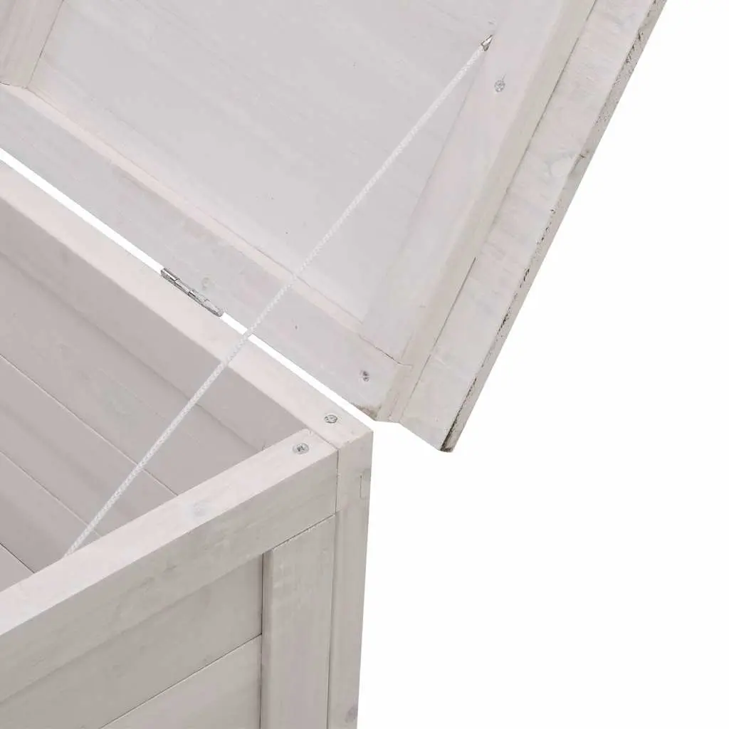 Garden Storage Box White Outdoor Solid Wood Furniture Deck Patio Cushion Shed