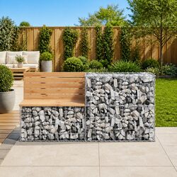 Reliable Gabion Basket in Silver, 70x70x65 cm for Gardens