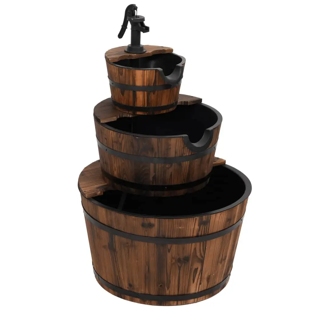 Wooden Water Fountain with Electric Pump for Garden Patio Backyard 60 x 60 x 94 cm Brown