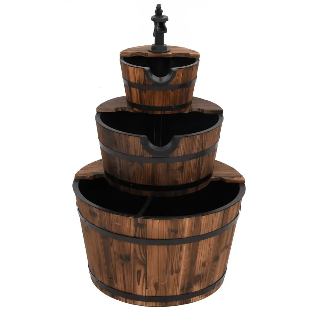 Wooden Water Fountain with Electric Pump for Garden Patio Backyard 60 x 60 x 94 cm Brown