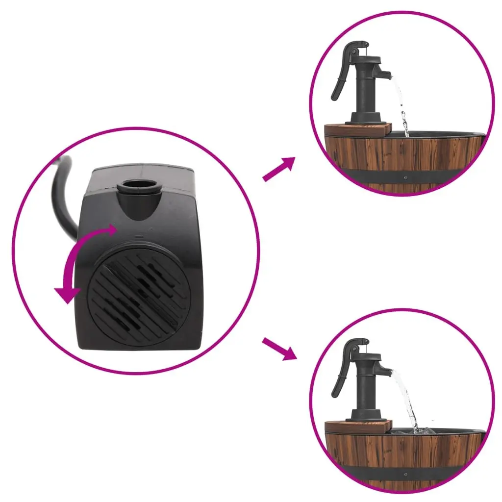 Wooden Water Fountain with Electric Pump for Garden Patio Backyard 60 x 60 x 94 cm Brown