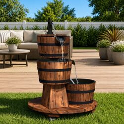 Quality Water Fountain in Solid Wood for Outdoor Use