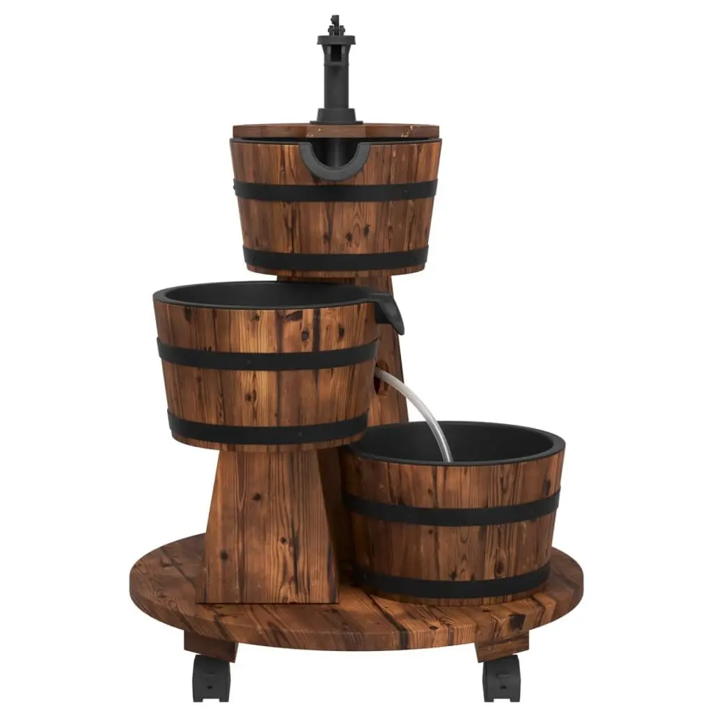 Water Fountain Wheeled Garden Outdoor Patio Backyard Solid Wood Fir Pump Decor