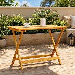 Reliable Folding Garden Table 90x52.5x65cm in Solid Wood