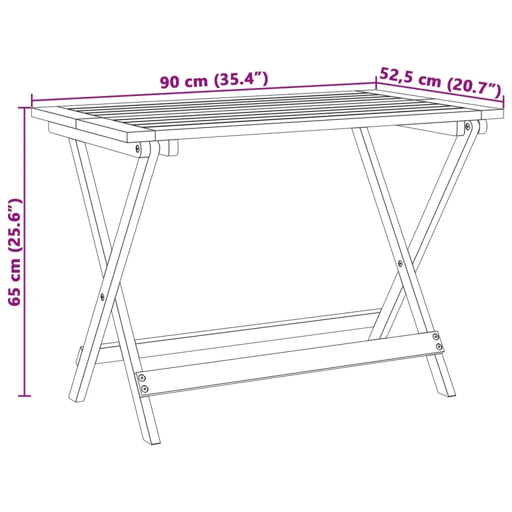Folding Garden Table Outdoor Use 90x52.5x65cm Solid Wood Acacia Brown