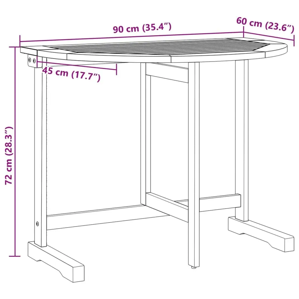 Folding Balcony Table Outdoor Garden Patio Furniture 90x60x72cm Brown Wood