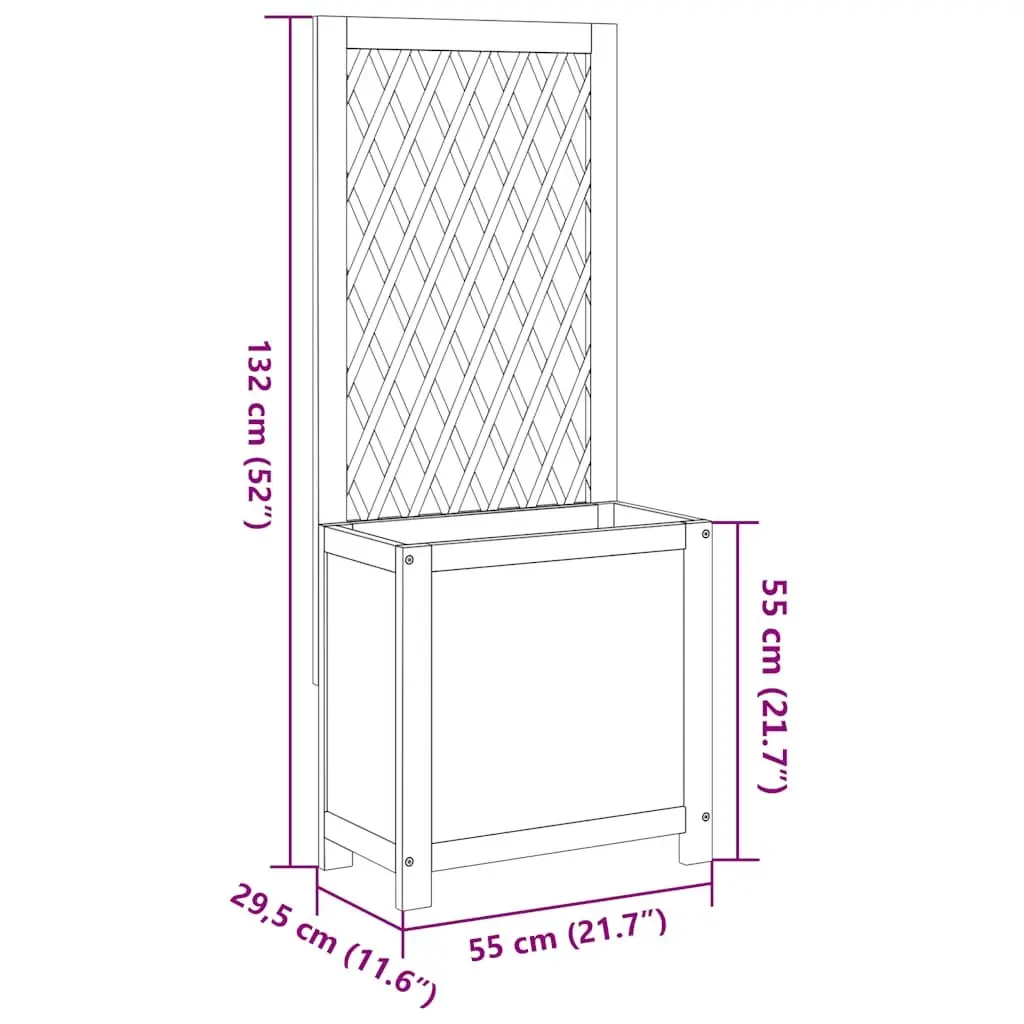 Wooden Planter Trellis for Climbing Plants 55 x 29.5 x 132 cm Brown