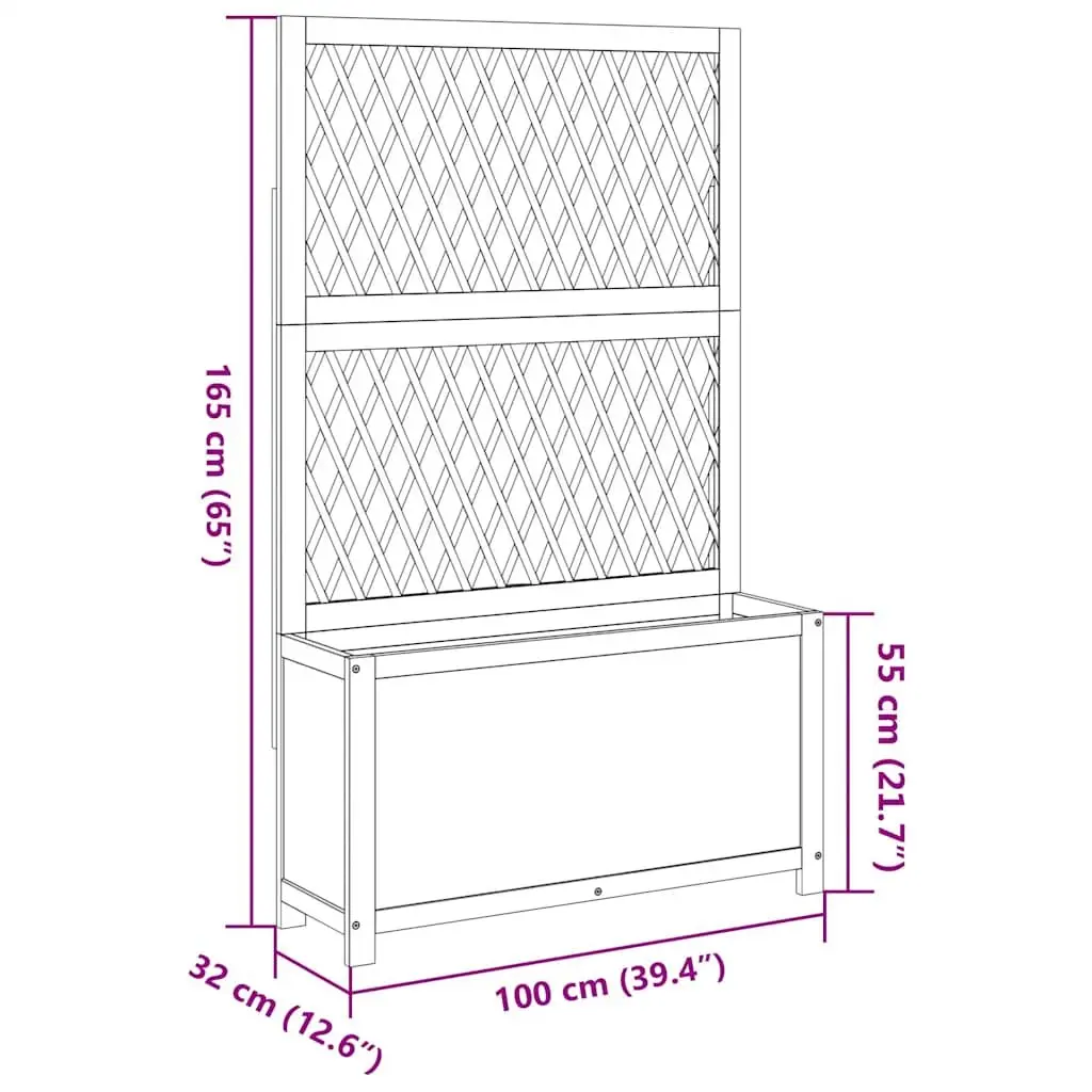 Wooden Planter for Climbing Plants 100x32x165cm Brown