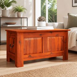 Reliable Brown Storage Chest with Lid - Solid Wood