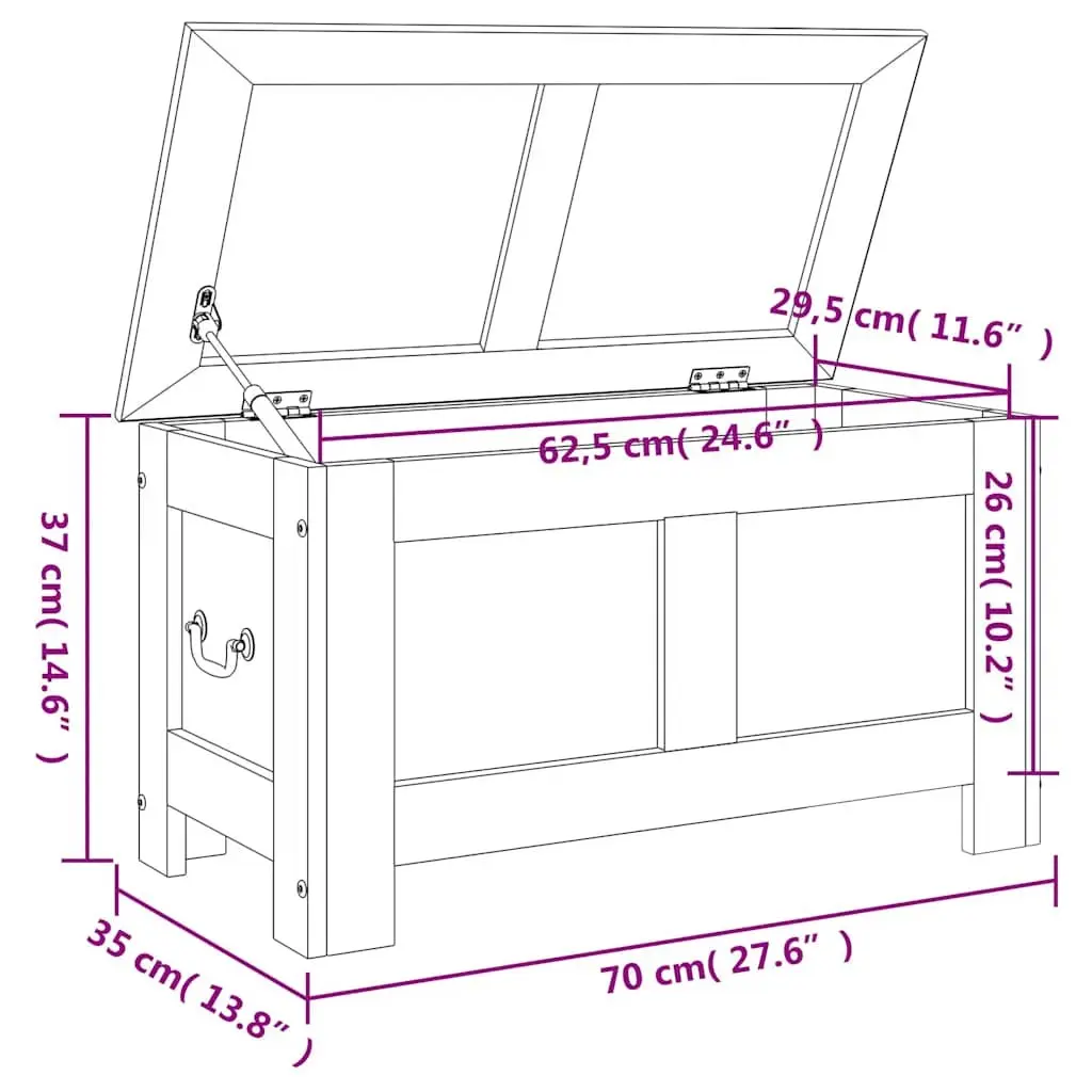 Storage Chest Organiser Brown Solid Wood Box Bedroom Living Room