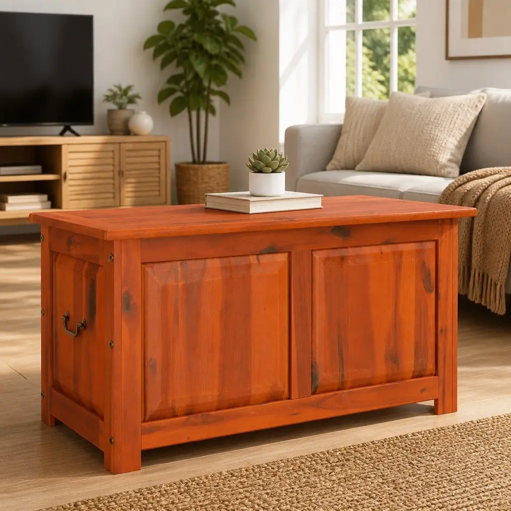 Storage Chest Brown Solid Wood Organiser Bedroom Living Room