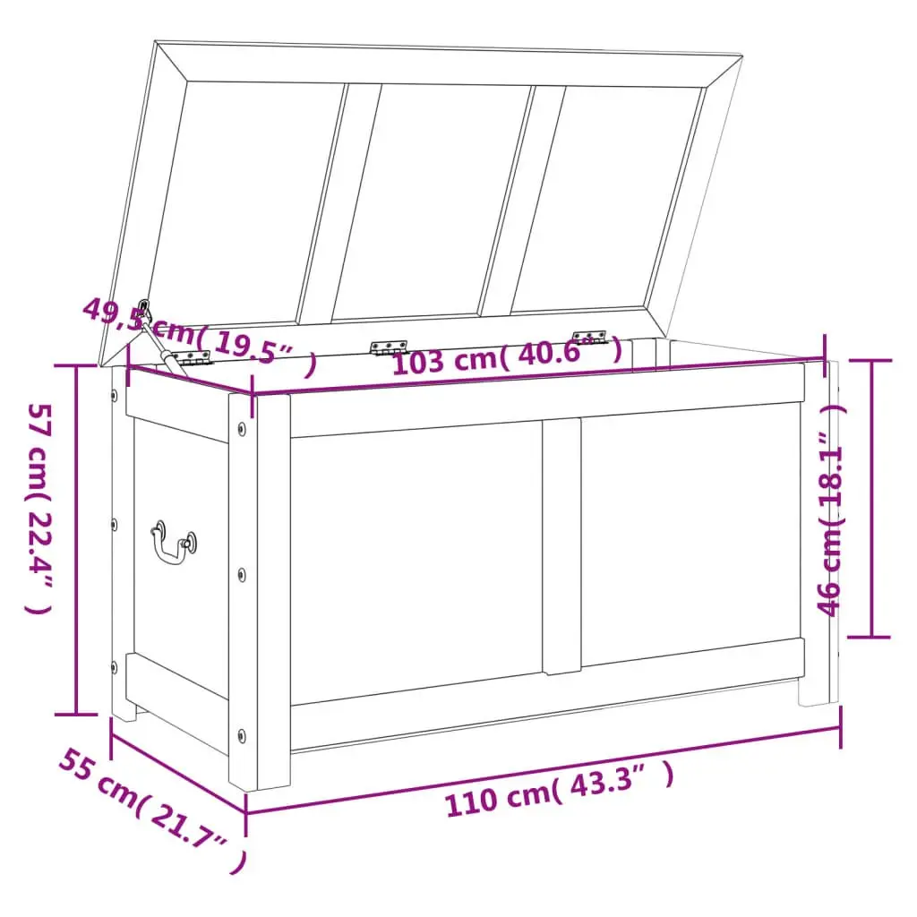 Storage Chest Brown Solid Wood Organiser Bedroom Living Room
