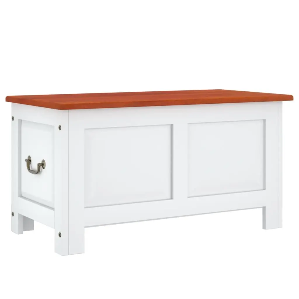 Storage Chest with Lid Acacia Wood White Living Room Bedroom Organization