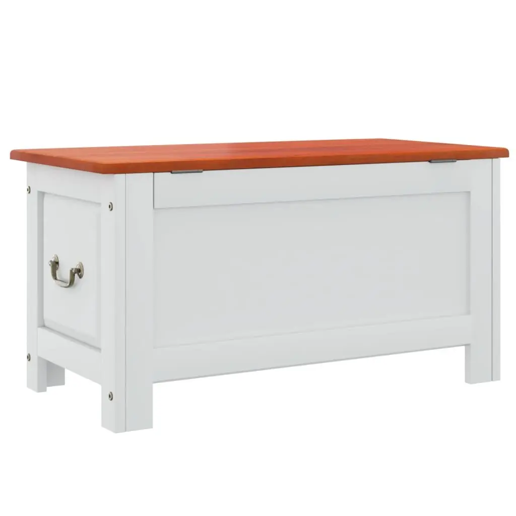 Storage Chest with Lid Acacia Wood White Living Room Bedroom Organization