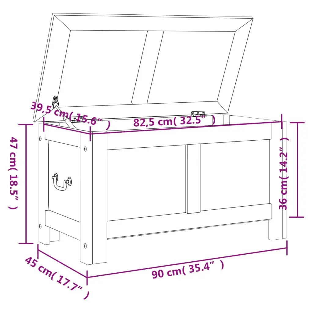 Storage Chest with Lid Acacia Wood White Living Room Bedroom Organization