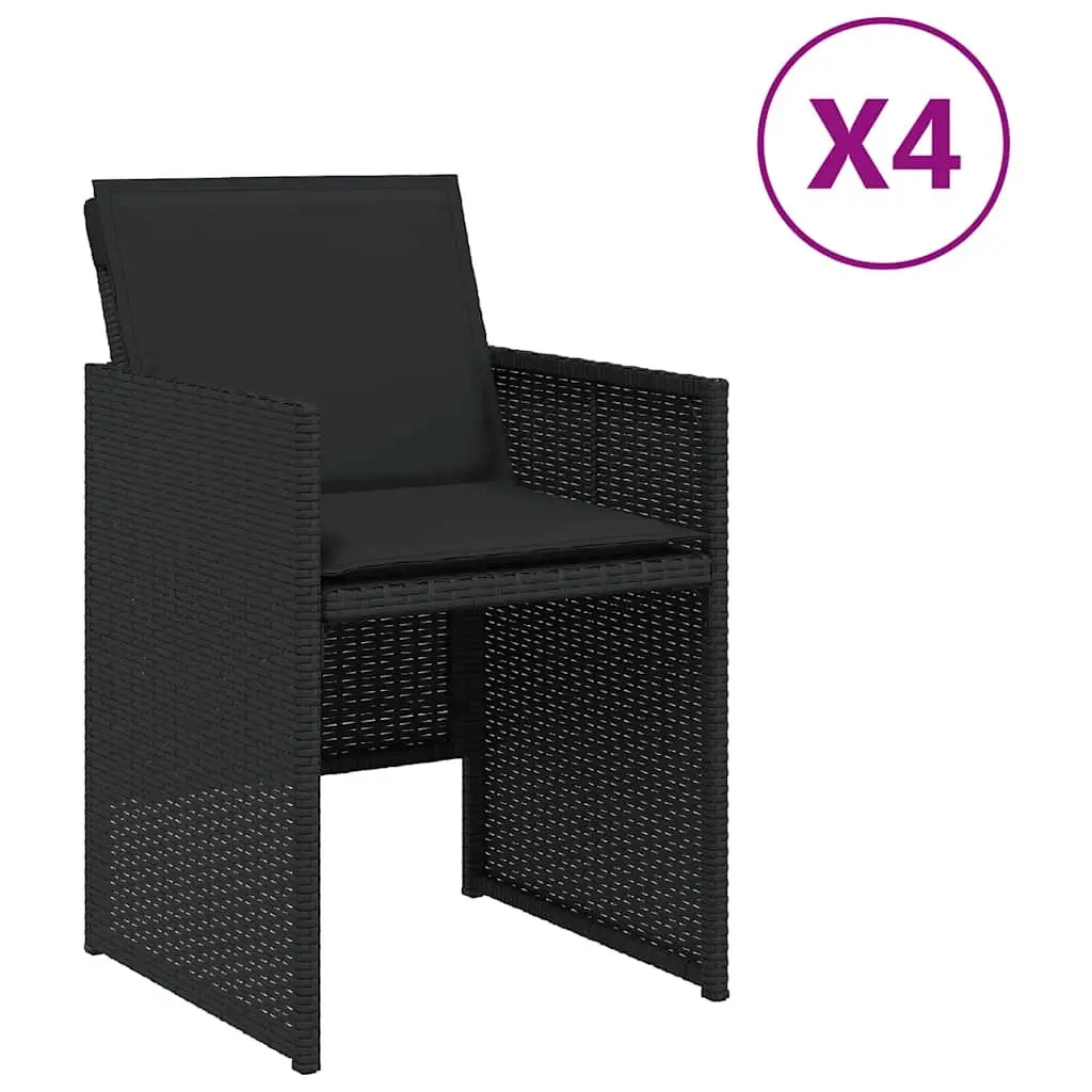 Black Rattan Garden Chairs 4 pcs