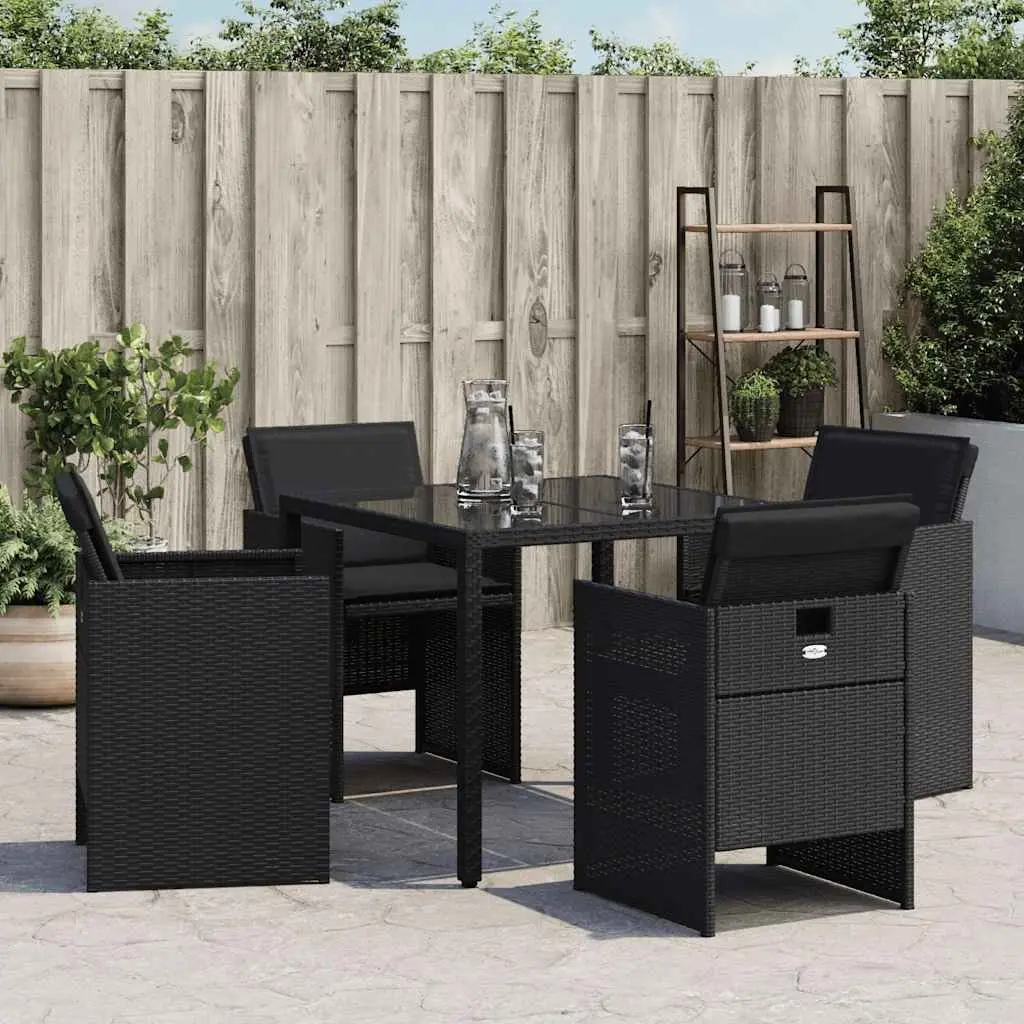 Black Rattan Garden Chairs 4 pcs