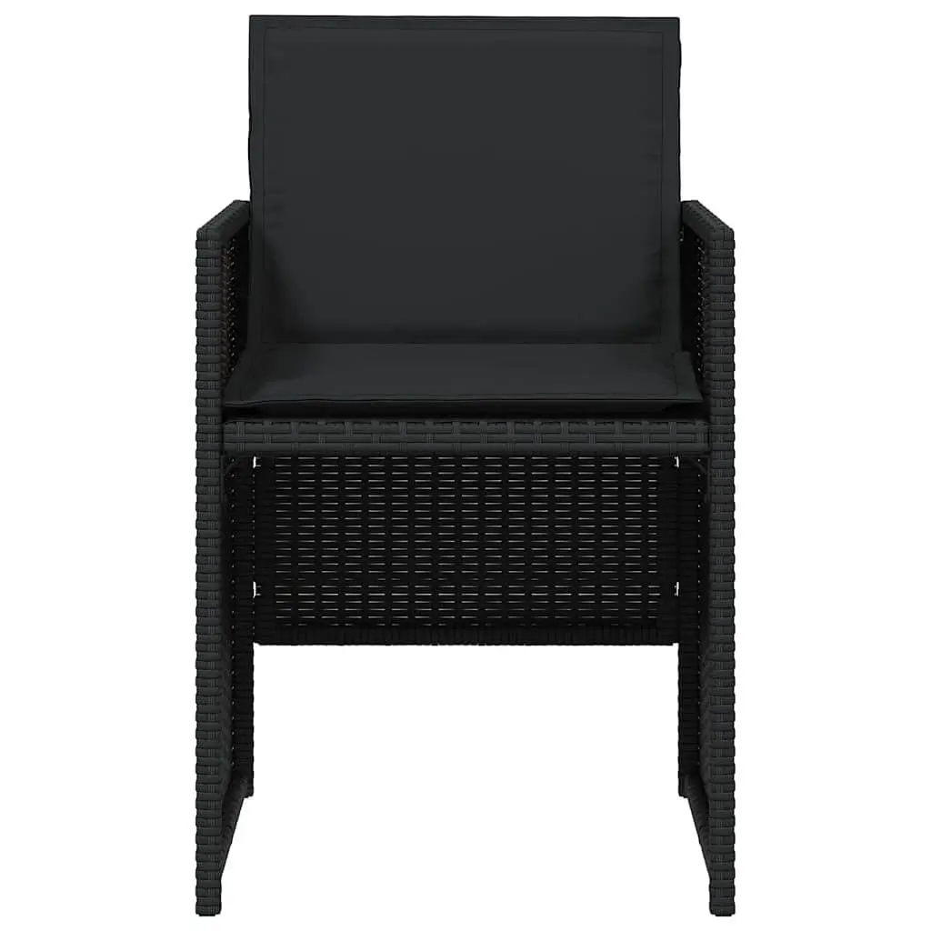 Black Rattan Garden Chairs 4 pcs