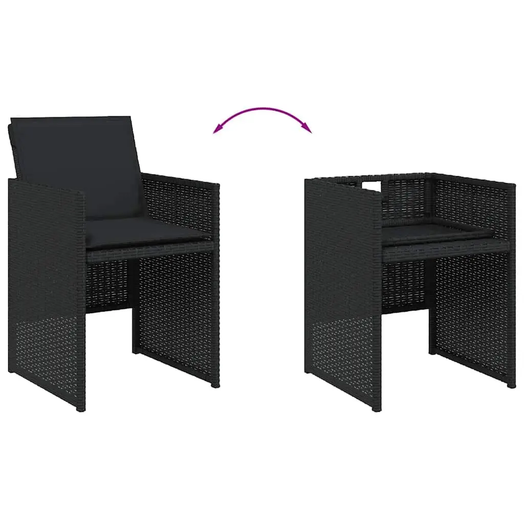 Black Rattan Garden Chairs 4 pcs