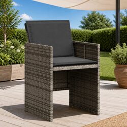 Outdoor Garden Chairs Set 4 pcs with Cushions Grey Poly Rattan Seating