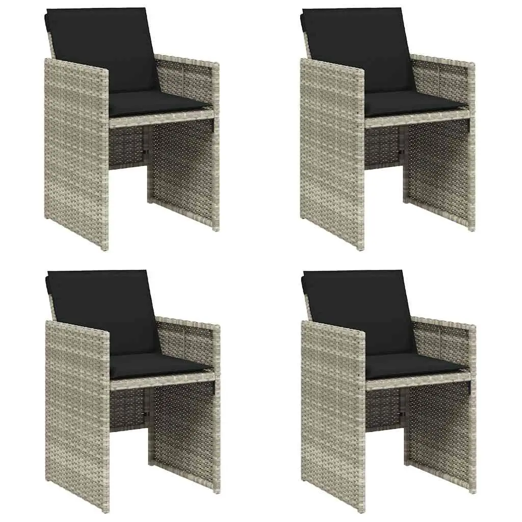 Outdoor Garden Chairs 4 pcs Grey with Cushions Poly Rattan Seating Set