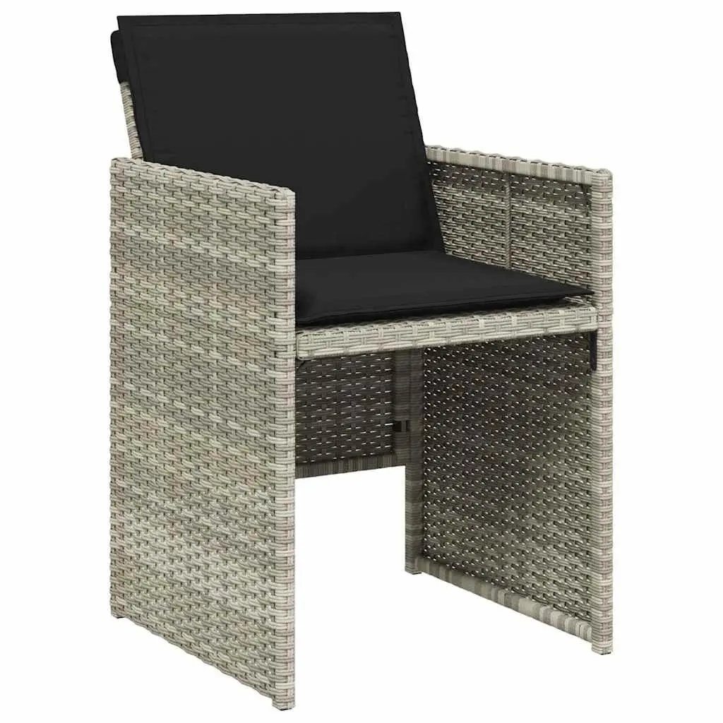 Outdoor Garden Chairs 4 pcs Grey with Cushions Poly Rattan Seating Set