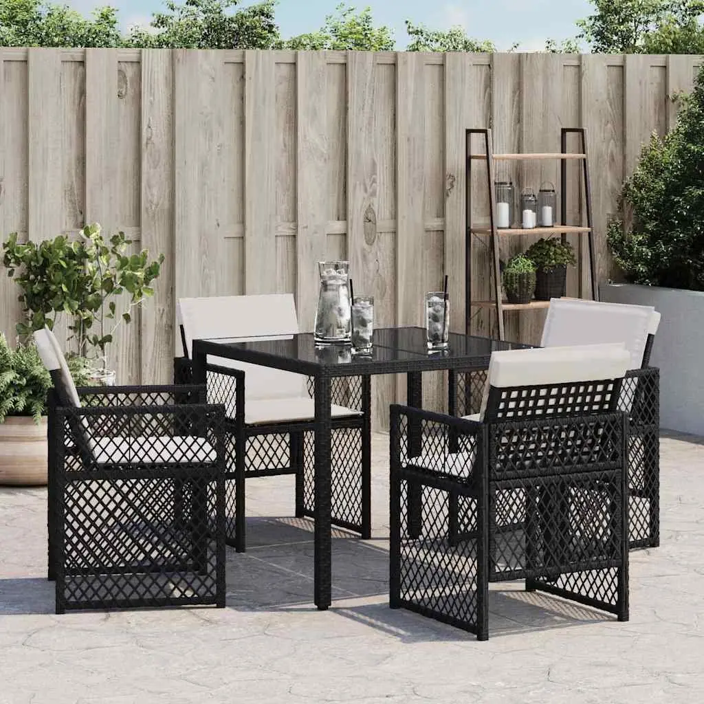Outdoor Garden Chairs 4 Pieces Black Poly Rattan Cushions