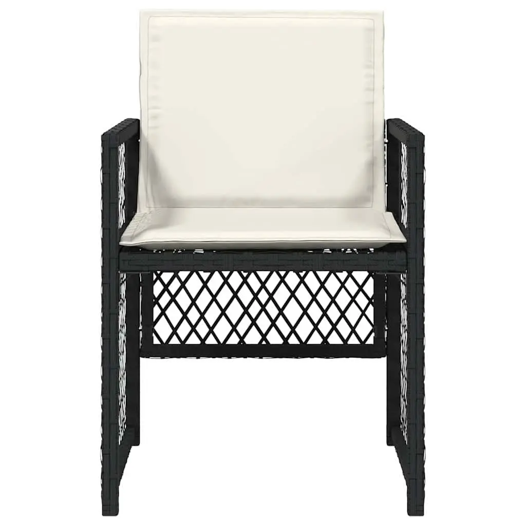 Outdoor Garden Chairs 4 Pieces Black Poly Rattan Cushions