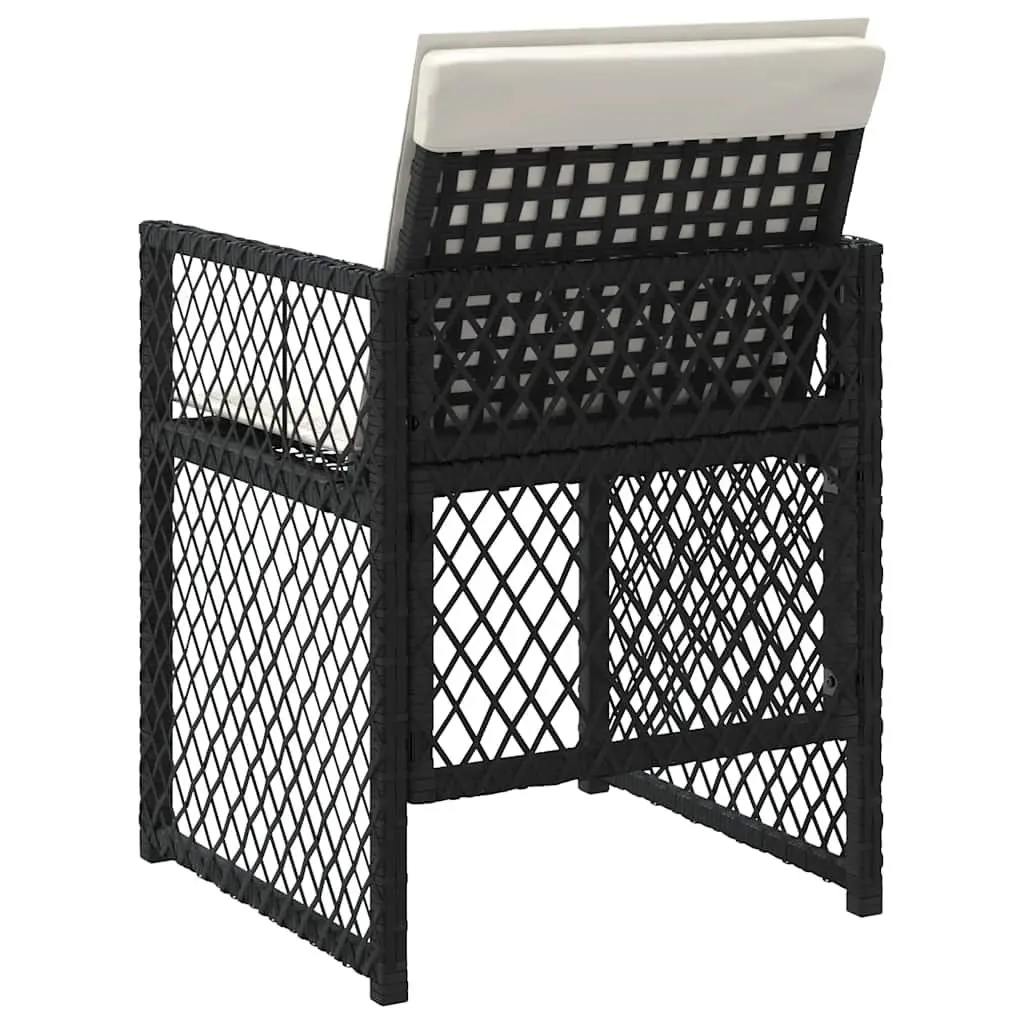 Outdoor Garden Chairs 4 Pieces Black Poly Rattan Cushions